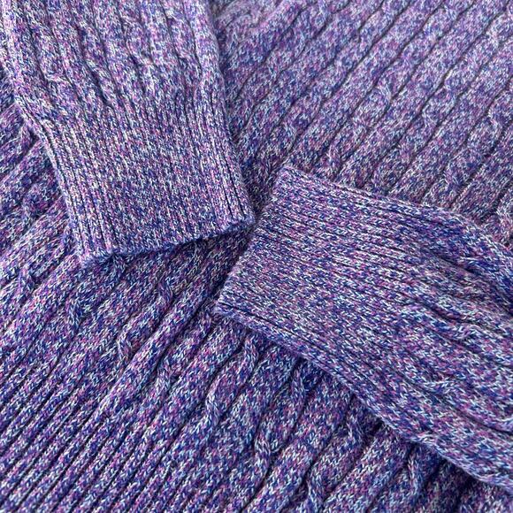 Kim Rogers Petite Sweater Small Womens Purple Crewneck Cable Knit Long Sleeve - Picture 5 of 9